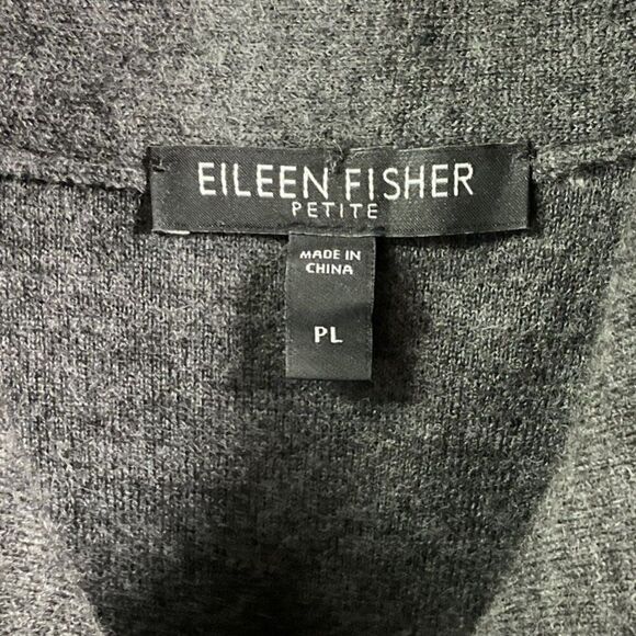Eileen Fisher Petite Gray Merino Wool Double Breasted Coat, Petite Large - Picture 6 of 8